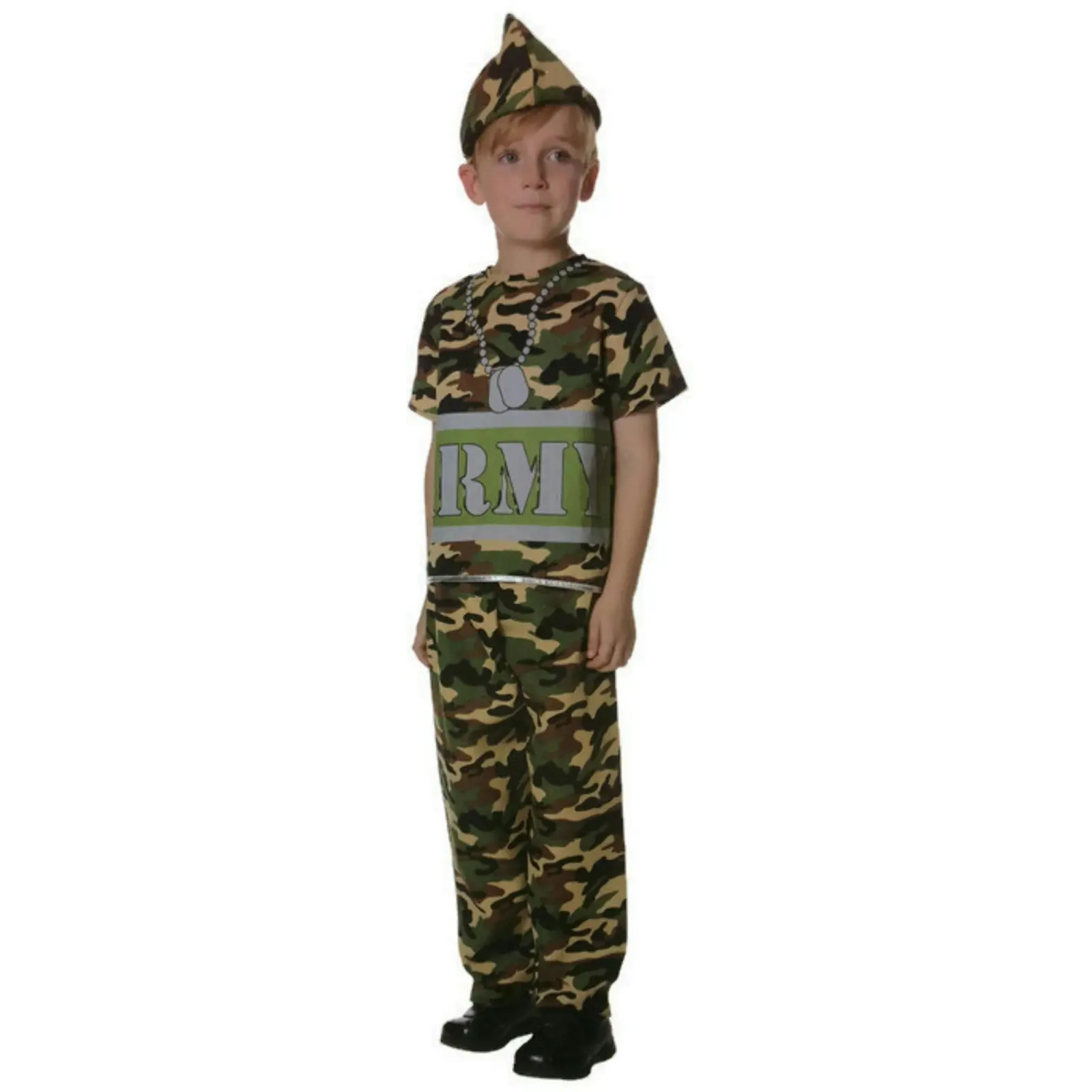 Boys ARMY Costume Kids Military Soldier Camouflage Book Week Fancy Dress