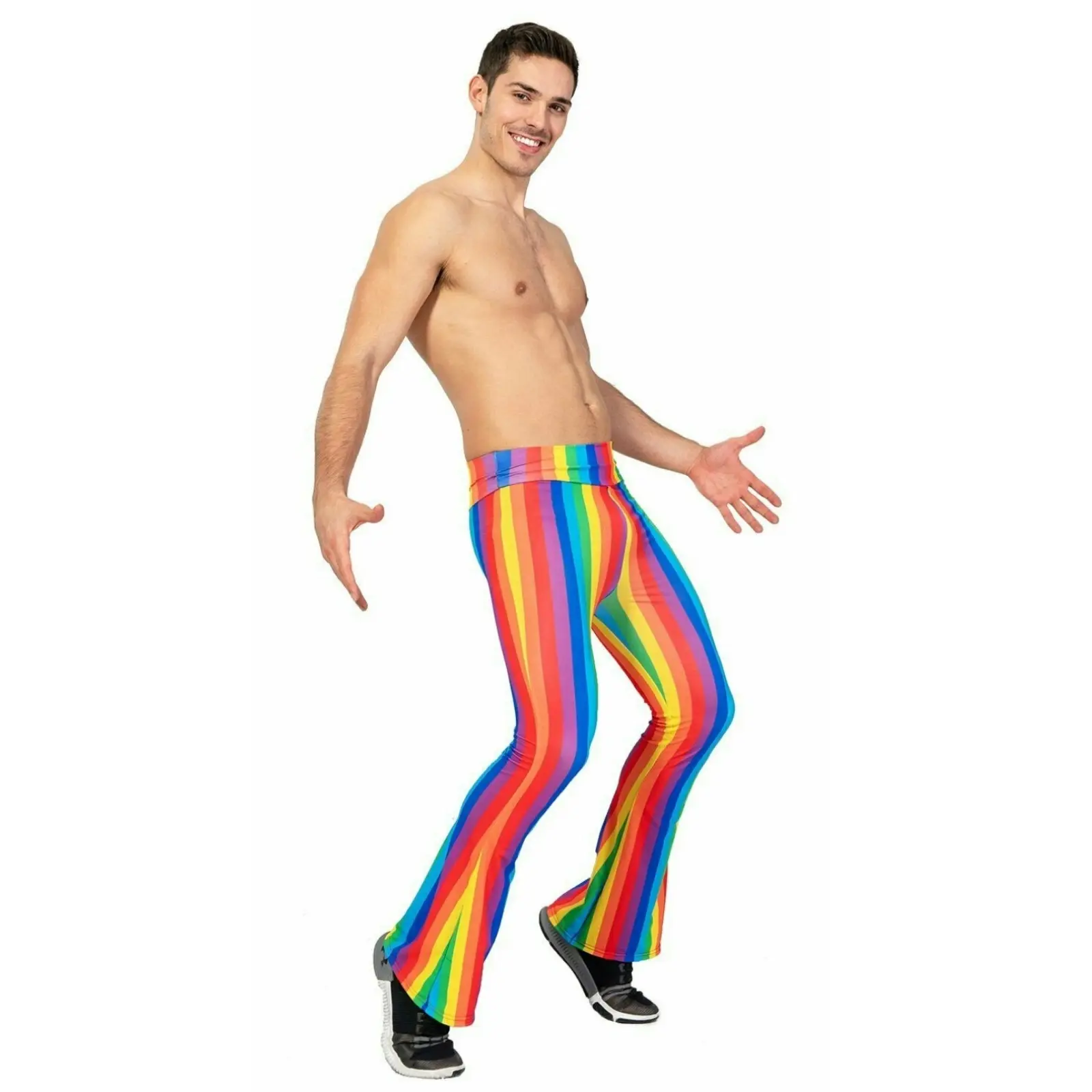 Adult Rainbow Stripe Flare Pants LGBT Costume Mardi Gras Festival Gay Pride