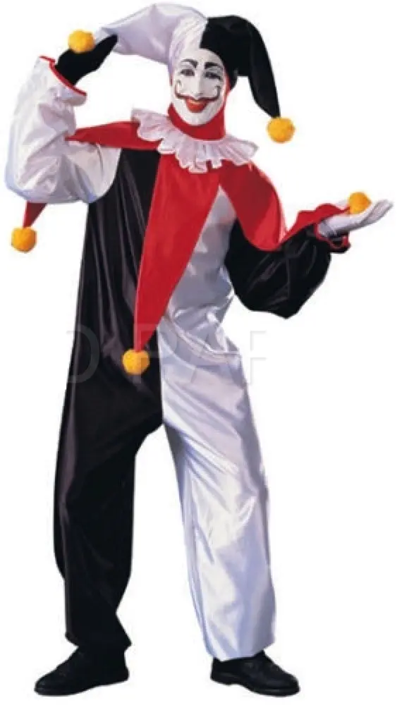 Mens Jester Clown Costume Circus Funny Halloween Fun Jingles Fancy Dress Party