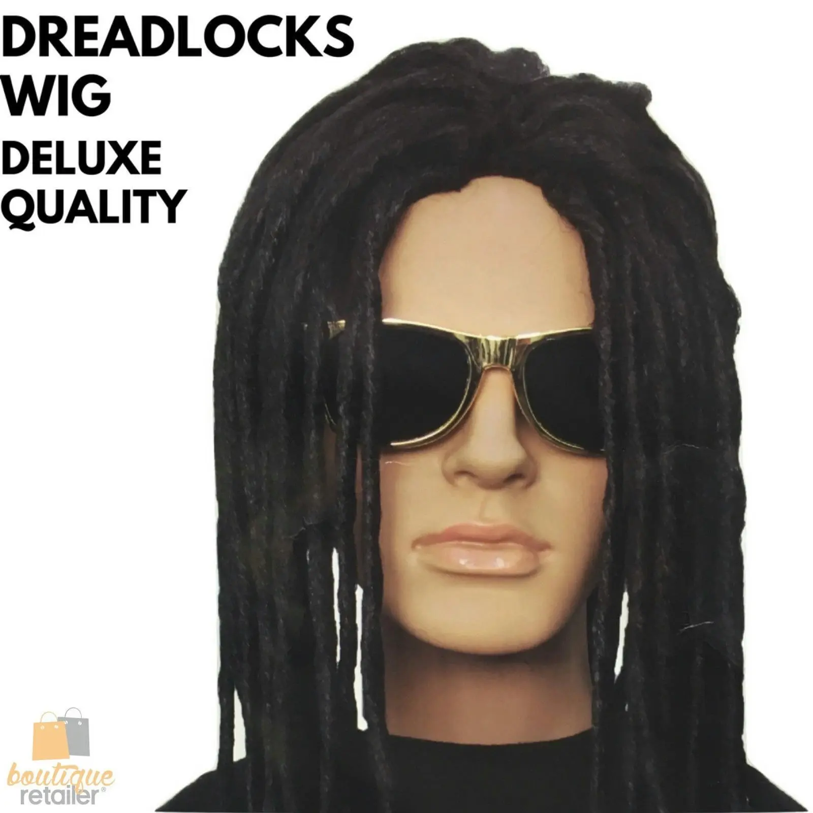 DELUXE DREADLOCKS WIG Rasta Costume Fancy Dress Reggae Halloween Black