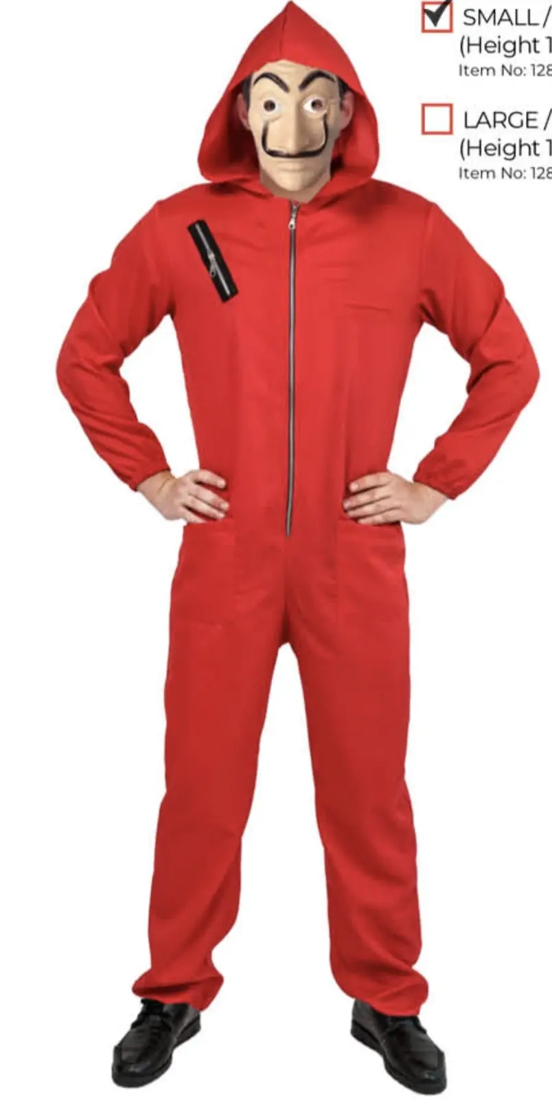 Salvador Dali La Casa De Papel Money Heist Red Jumpsuit Mask Costume Hoodie