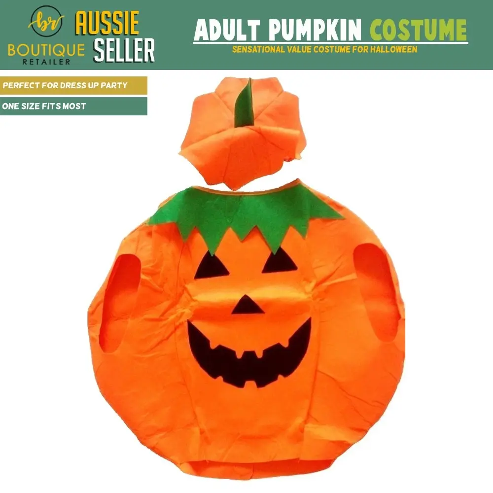 SMALL ADULT PUMPKIN COSTUME Halloween Unisex Fancy Dress Up Party Orange Vegetable