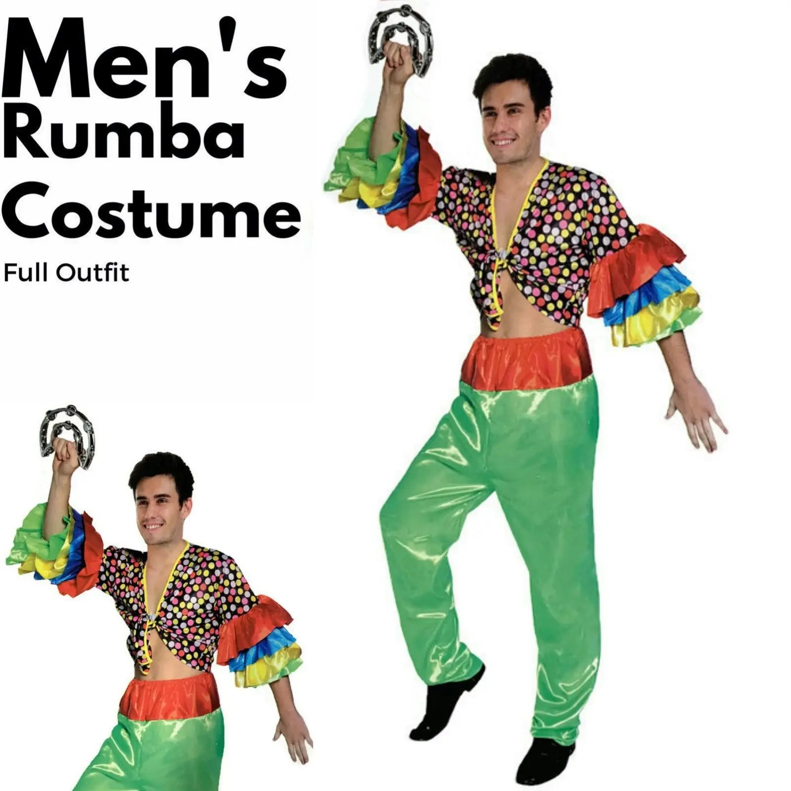 Mens Rumba Costume Mexican Spanish Latin Party Fancy Dress Up Dance Flamenco