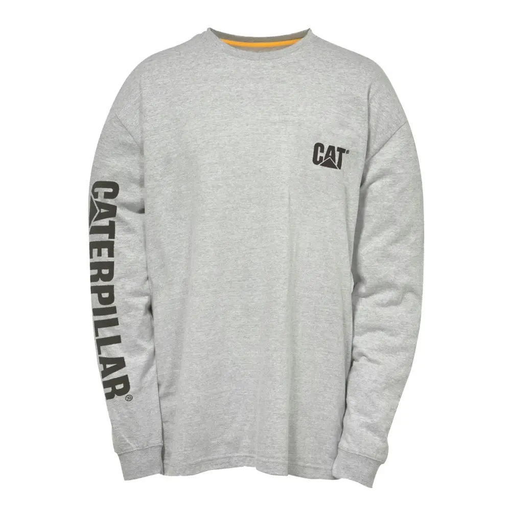 Caterpillar Mens Trademark Banner Long Sleeve T-Shirt Top - Grey