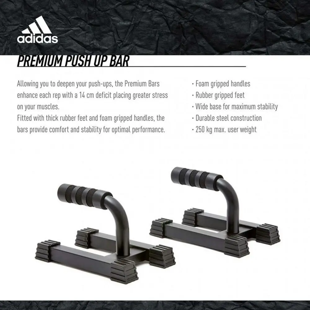 Adidas Premium Push Up Bars Grips Non Slip Handles Gym Training Fitness Foam