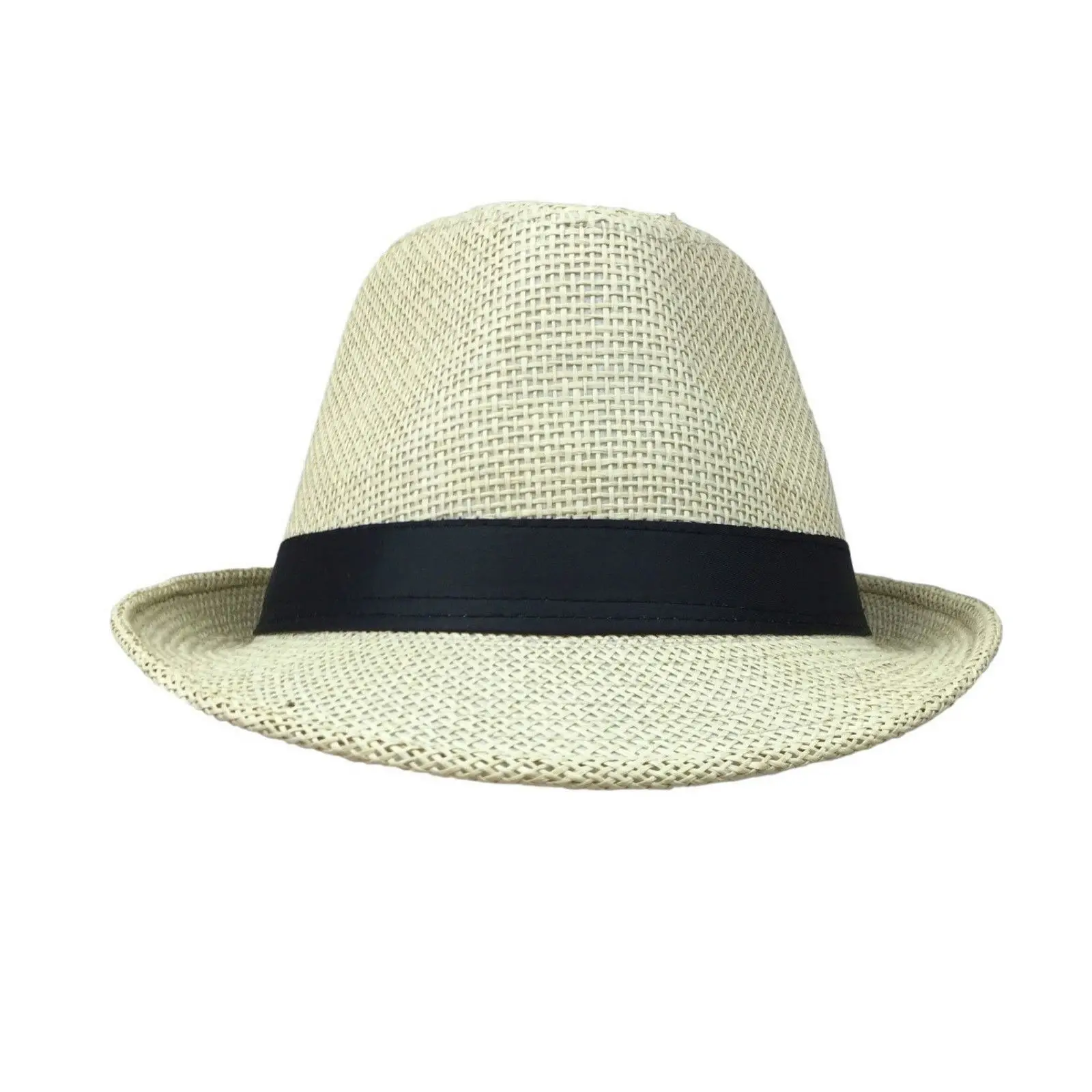 TRILBY HAT Fedora 100% Paper Straw Plain Party Costume Detective Gangster Cap