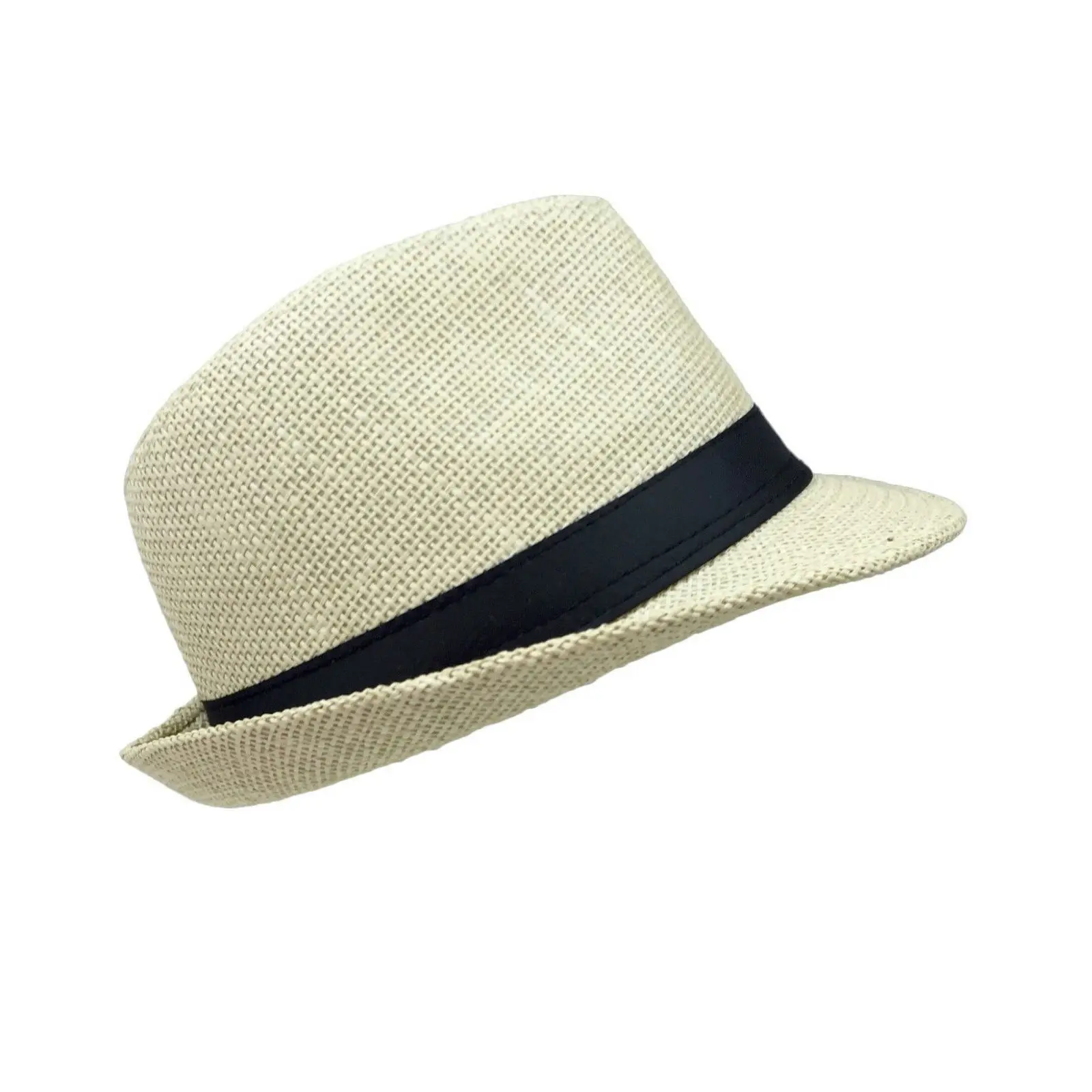 TRILBY HAT Fedora 100% Paper Straw Plain Party Costume Detective Gangster Cap