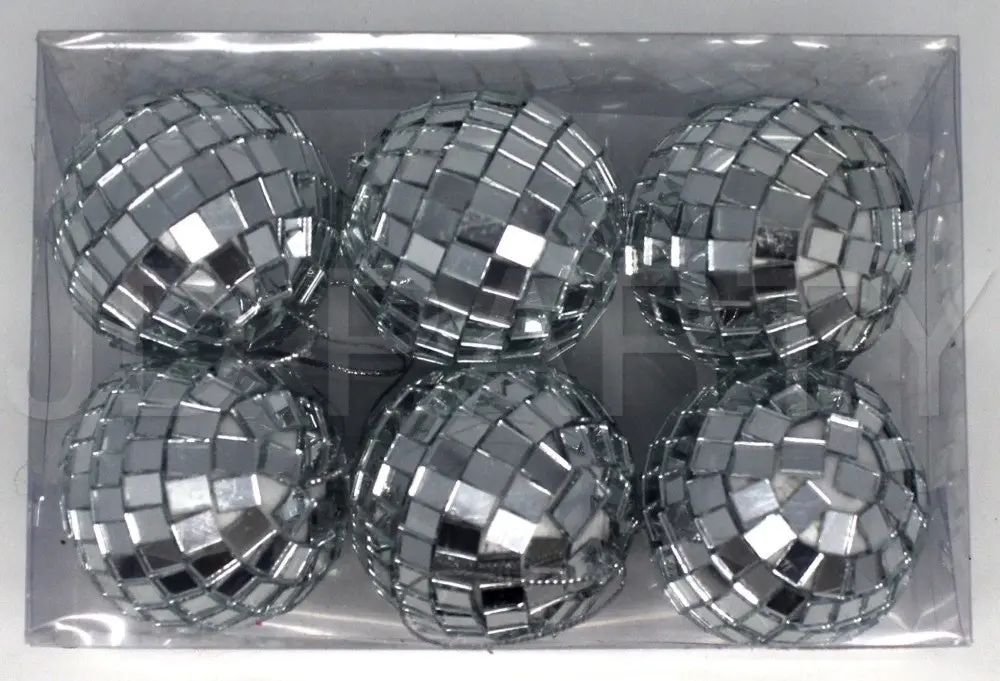 6x Hanging Mini Disco Balls Shiny Silver Mirror Party Halloween Reflect 4cm Bulk