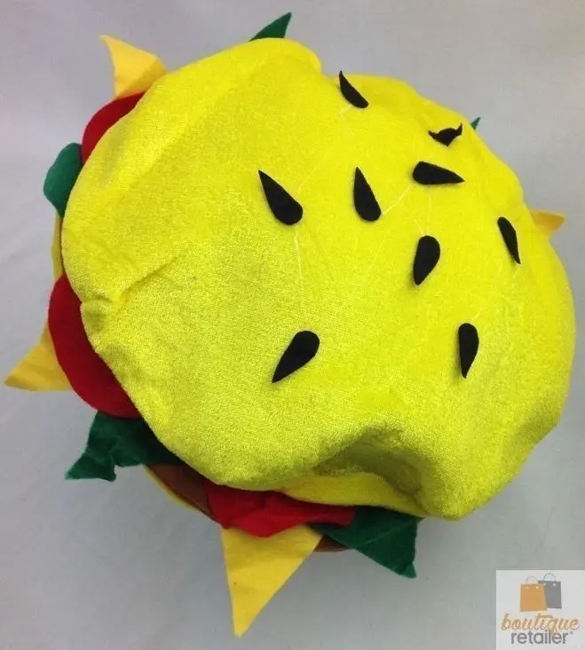 BURGER HAT Costume Party Adult Unisex Novelty Cap Funny Fast Food Hamburger