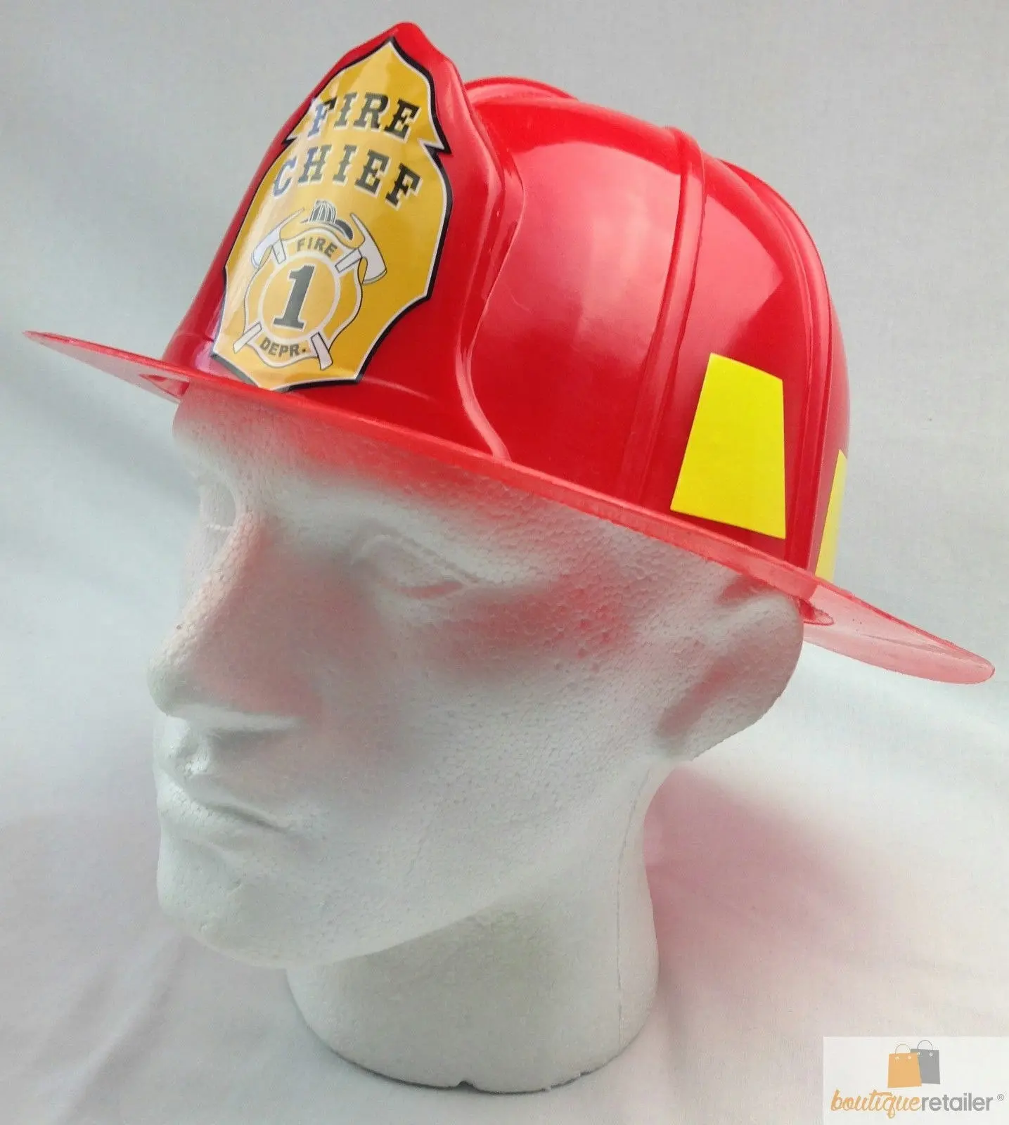 FIREMAN HAT Firemans Helmet Costume Dress Up Party Red Plastic Halloween Cap