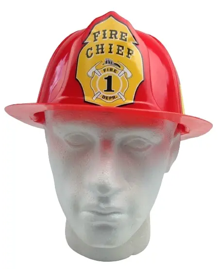 FIREMAN HAT Firemans Helmet Costume Dress Up Party Red Plastic Halloween Cap