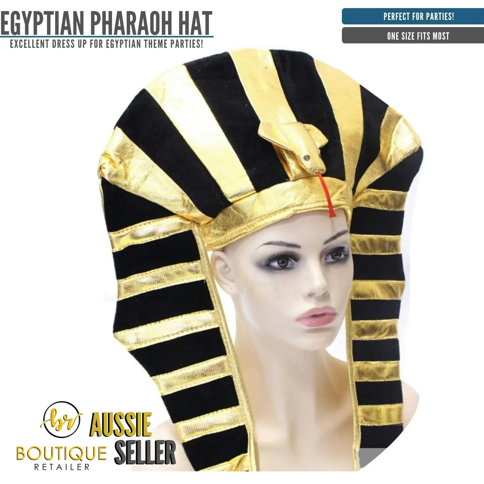 EGYPTIAN PHARAOH HAT King Costume Party Ancient Fancy Dress Halloween Pharoah