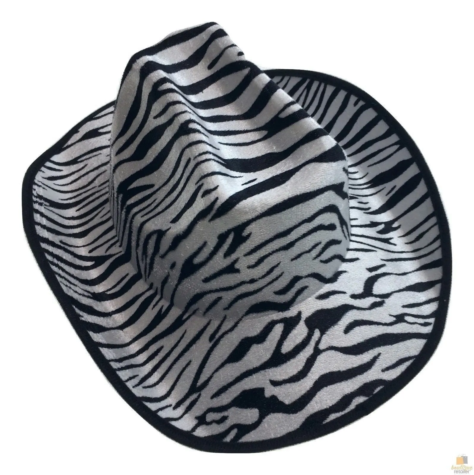 ZEBRA HAT Adult Cowboy Print Wild West Costume Party Fancy Dress Fedora