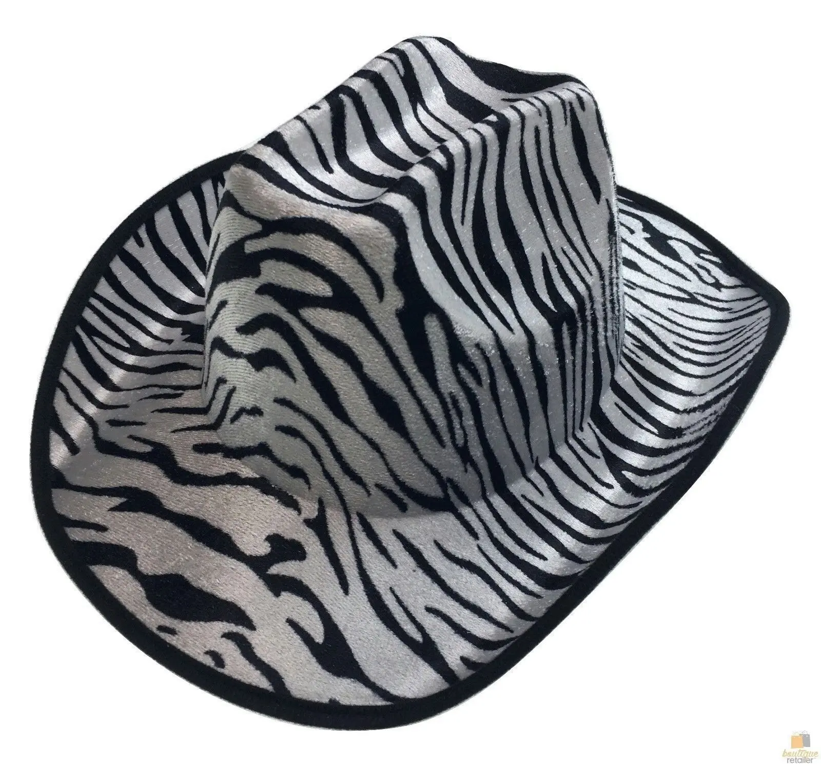 ZEBRA HAT Adult Cowboy Print Wild West Costume Party Fancy Dress Fedora