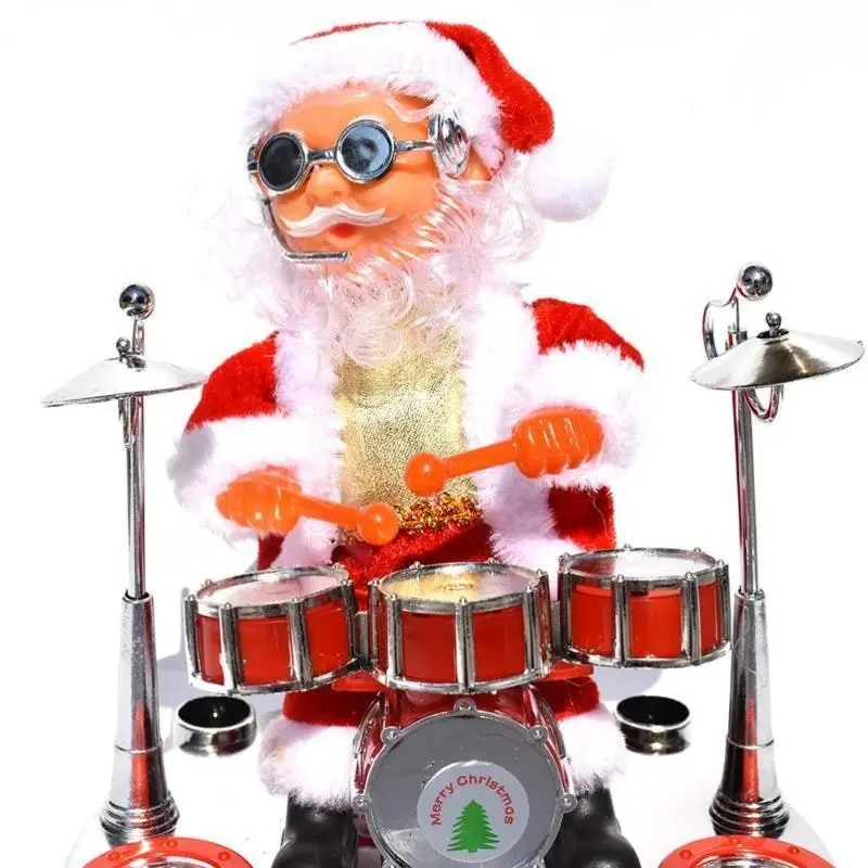 Christmas Electric Musical Santa Claus Decor Figure Doll Xmas Band Kids Toys - Drum Santa