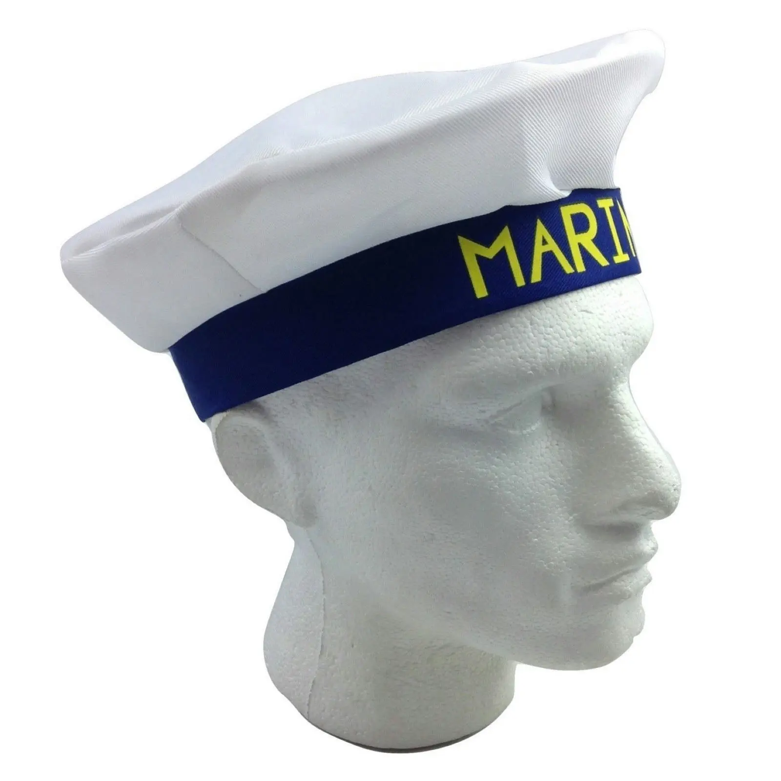 MARINE HAT Cap White NAVY Skipper Sea Fancy Dress Sailor Costume Accessory