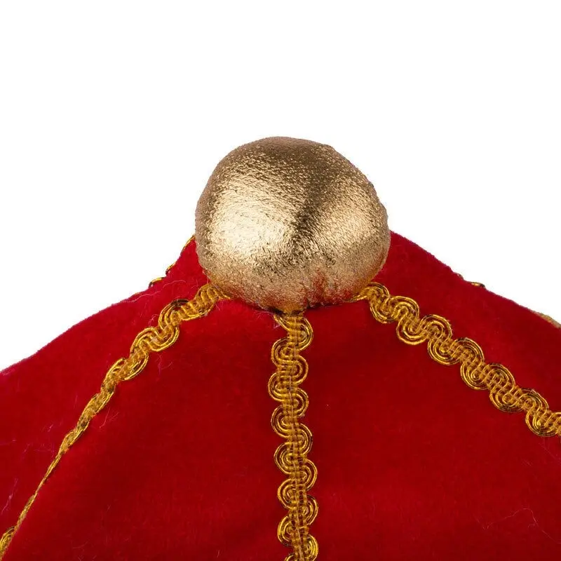 KING HAT Crown Costume Accessory Halloween Prince Party Dress Soft Gold/Red Cap