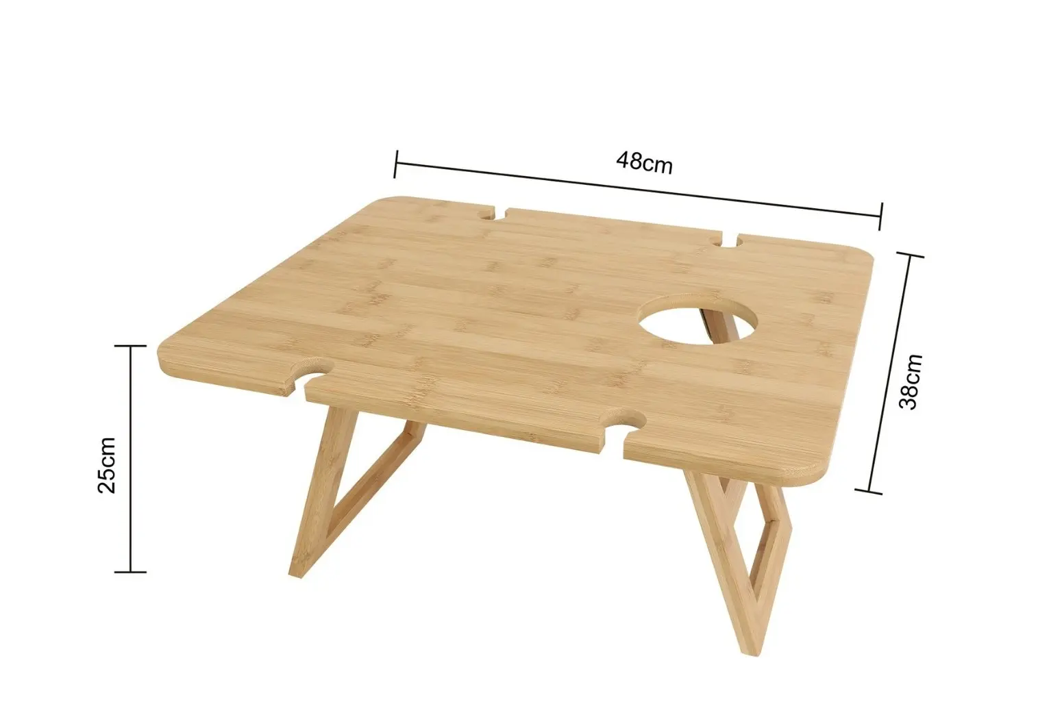 Bamboo Folding Picnic Table, Wine and Snack Table