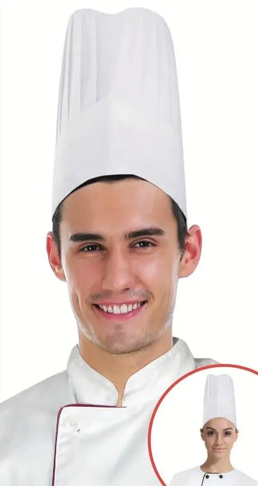 50x CHEFS HAT Chef Master Kitchen Cooking Baker Cap Costume Fancy BBQ Party - White