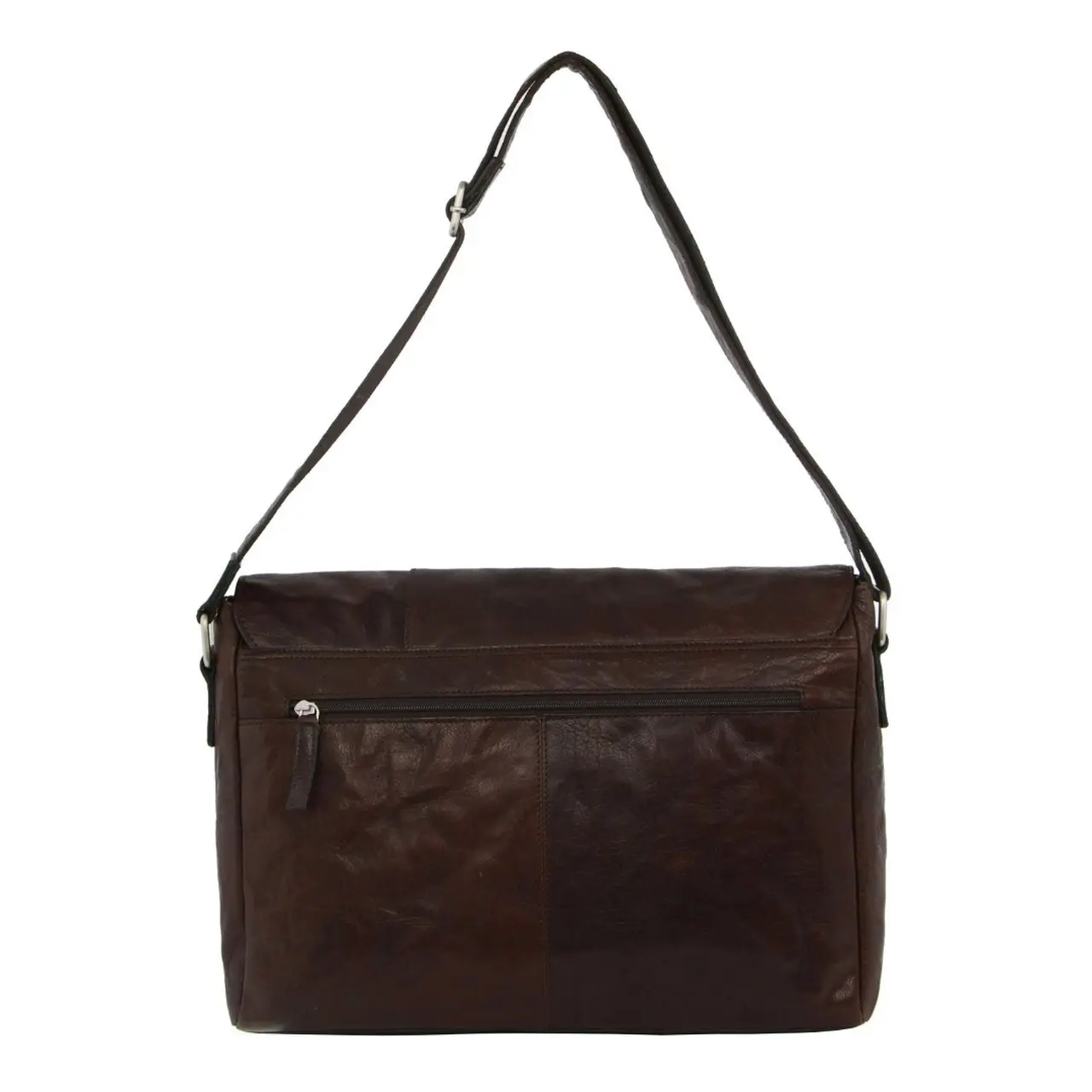 Pierre Cardin Rustic Leather Bag Computer Messenger Business Travel - Brown