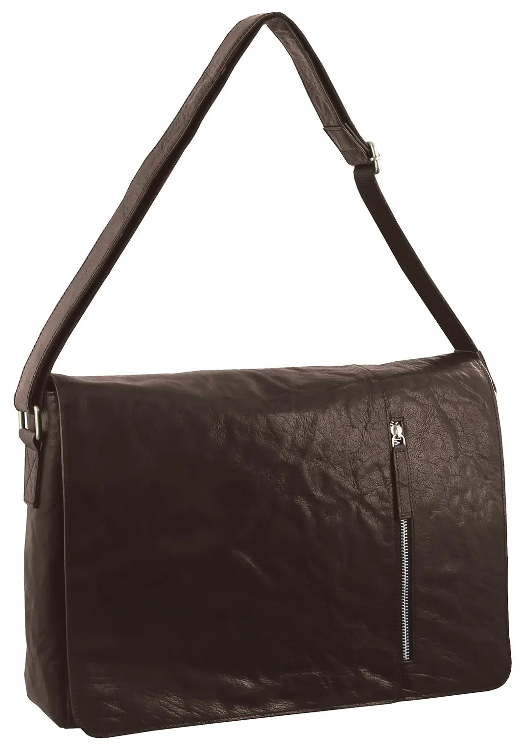 Pierre Cardin Rustic Leather Bag Computer Messenger Business Travel - Brown