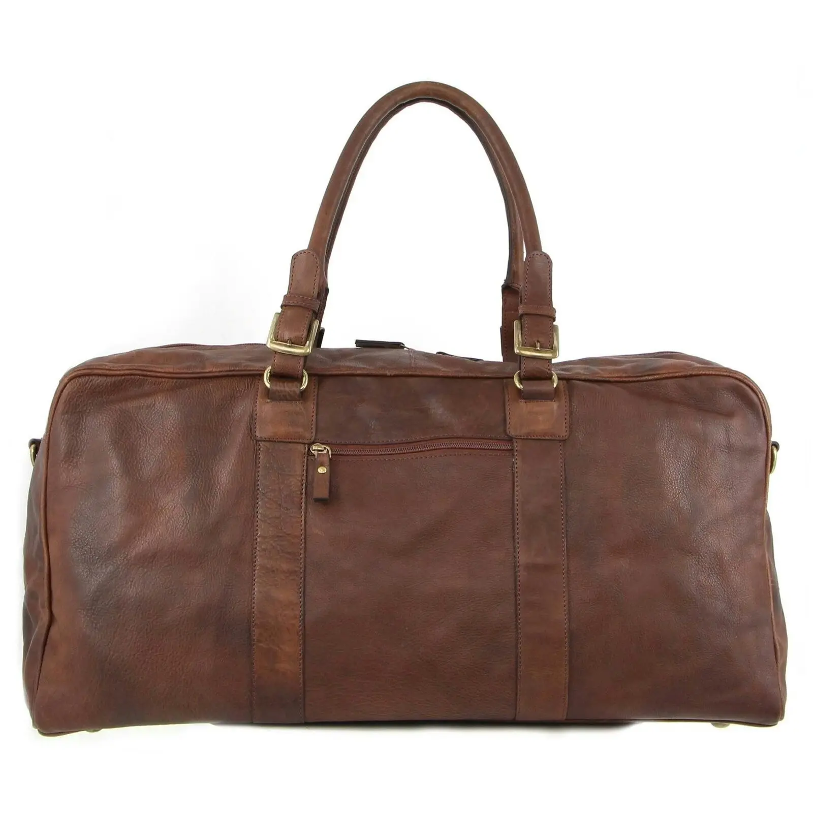 Pierre Cardin Rustic Leather Travel Business Trip Bag Overnight - Chocolate