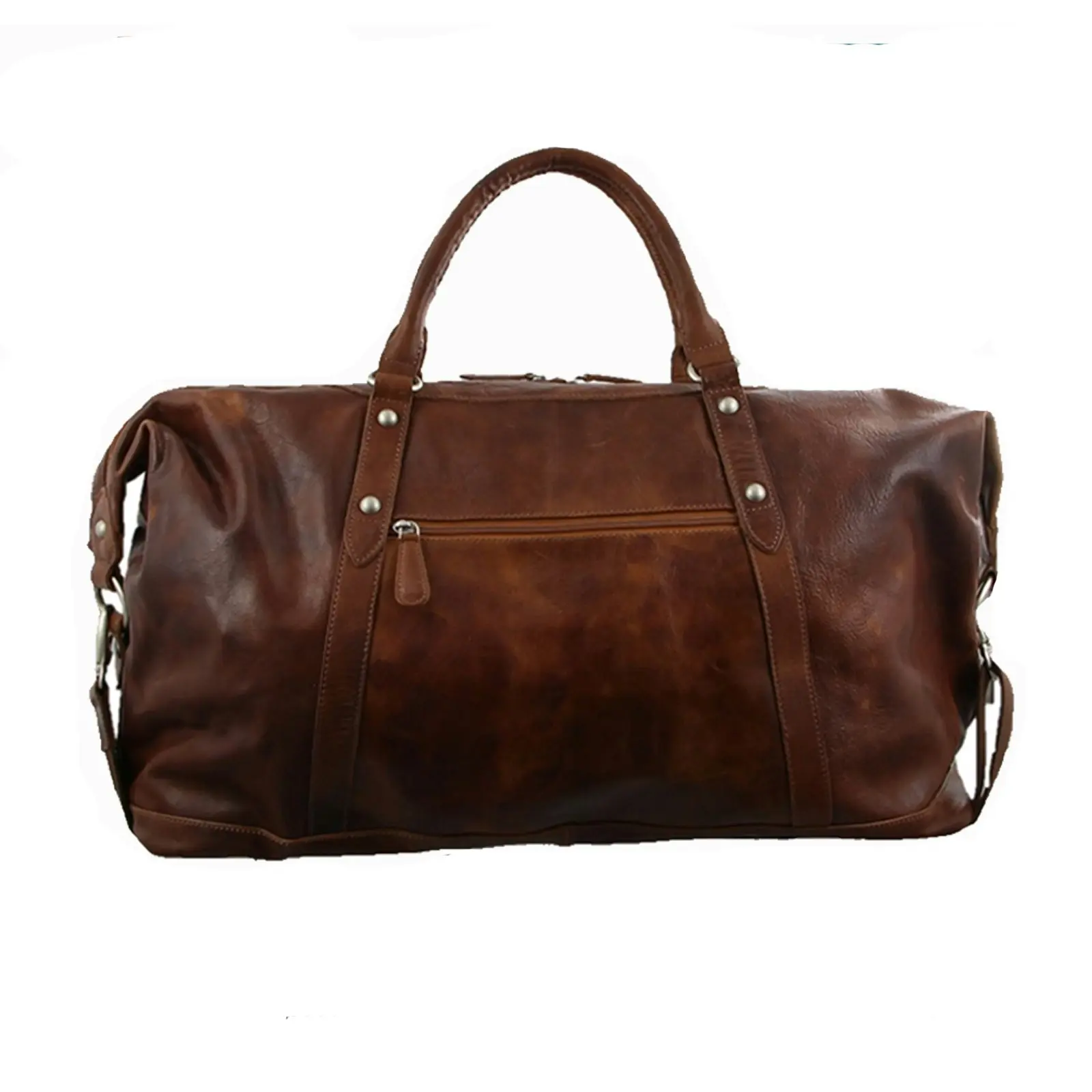 Pierre Cardin Rustic Leather Travel Business Trip Bag Overnight - Cognac