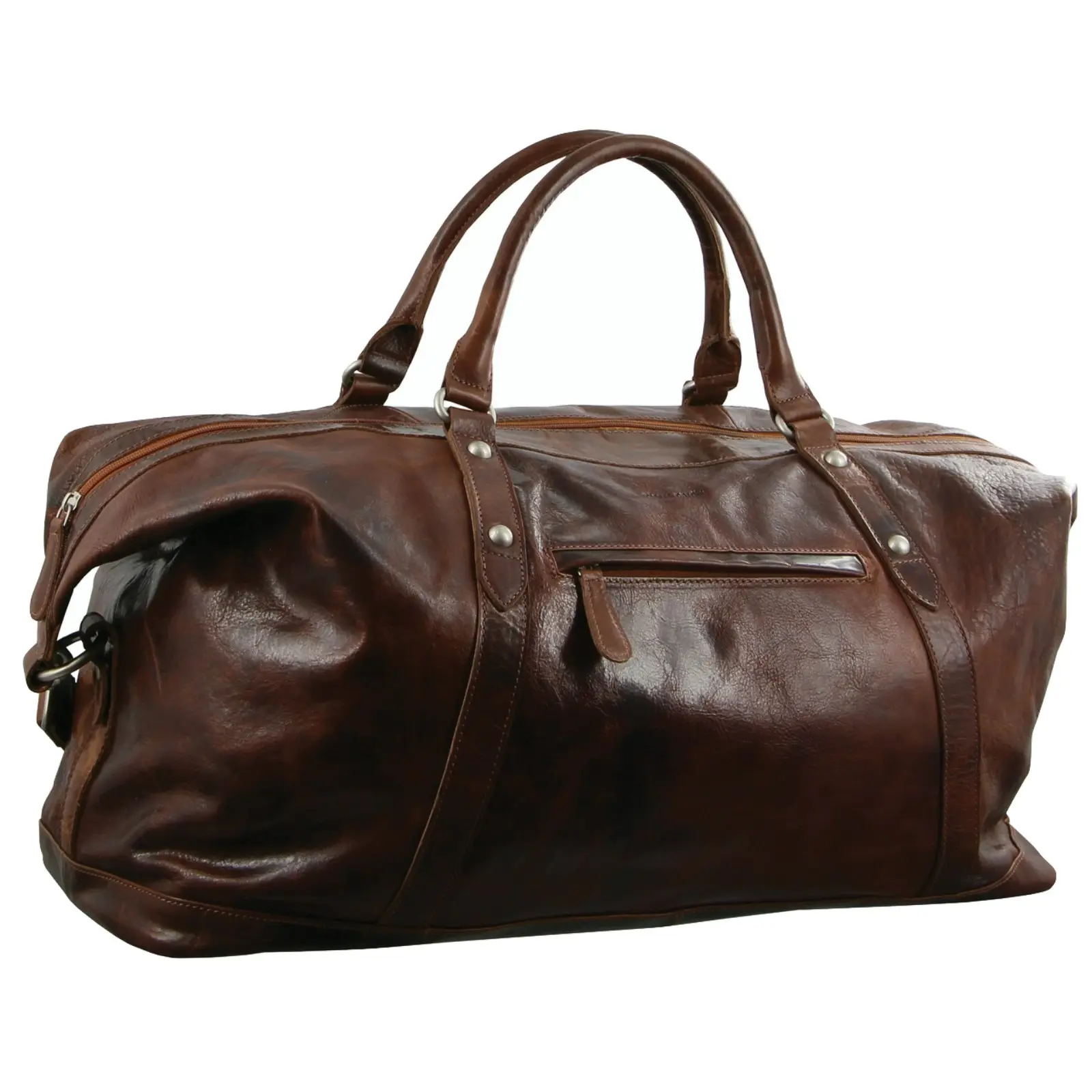 Pierre Cardin Rustic Leather Travel Business Trip Bag Overnight - Cognac