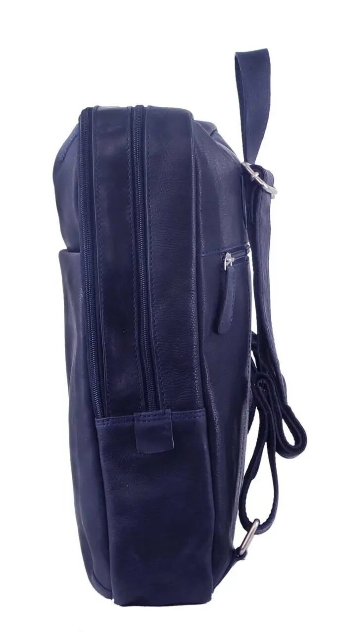 Pierre Cardin Rustic Large Leather Backpack Bag Rucksack Men Women - Midnight