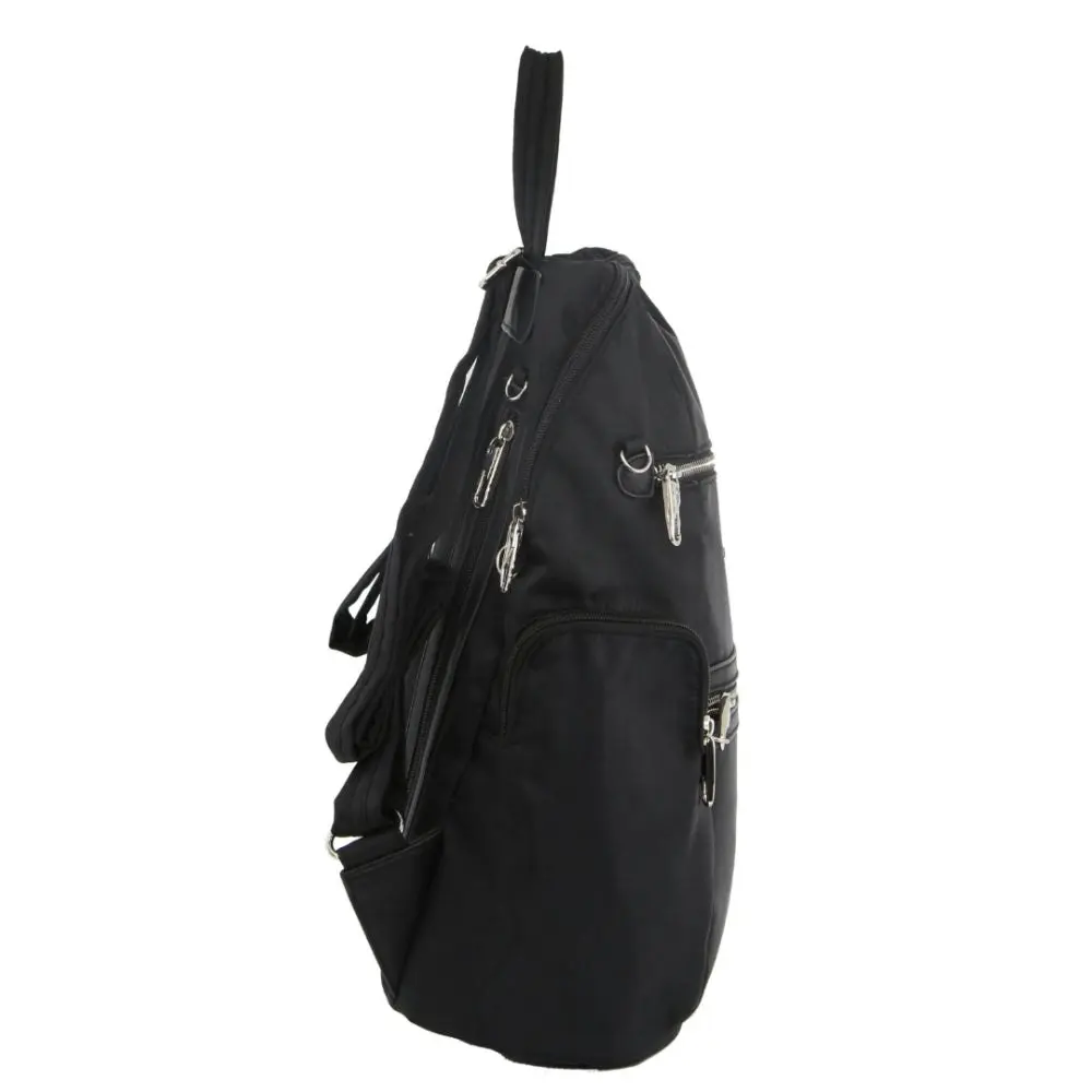 Pierre Cardin Nylon RFID Anti Theft Slash Proof Travel Backpack Bag - Black