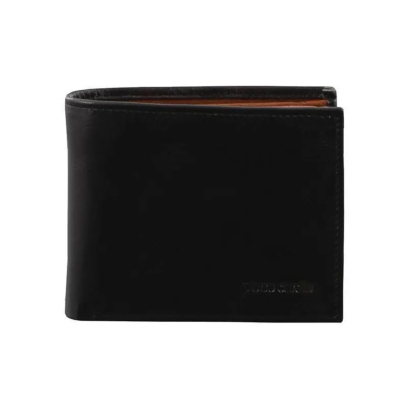 Pierre Cardin Italian Leather Mens Two Tone Bi-Fold Wallet - Black/Cognac