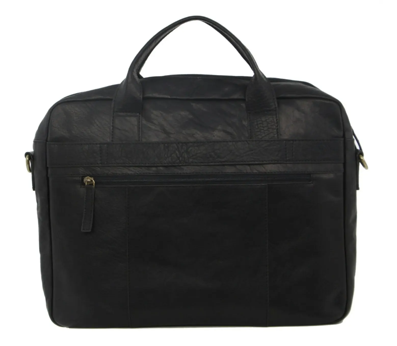 Pierre Cardin Rustic Leather Computer Work Messenger Bag Travel Business - Black