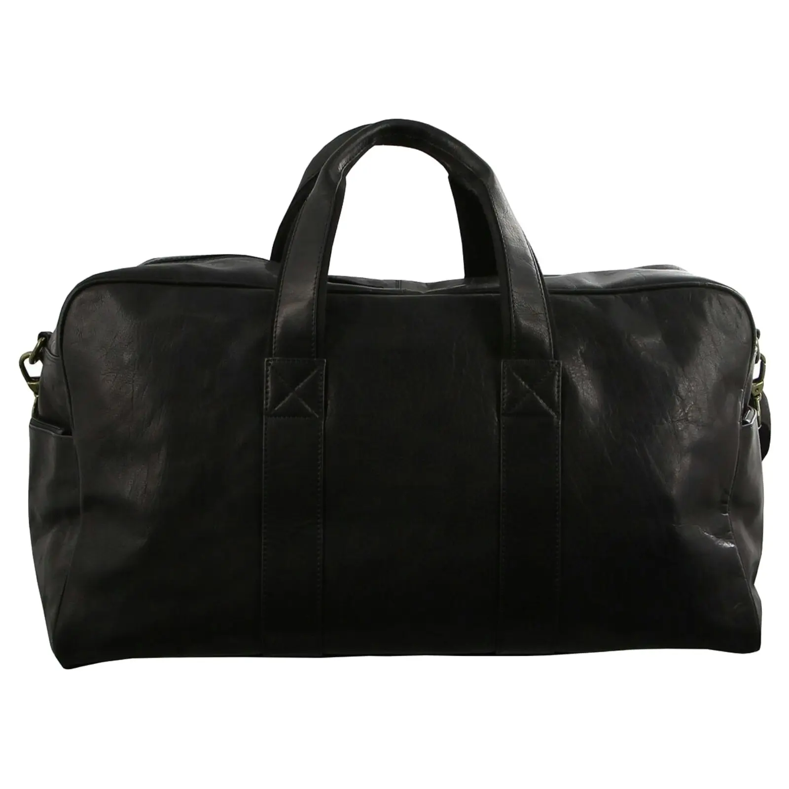 Pierre Cardin Rustic Leather Travel Bag Overnight Business Weekend Luggage Black