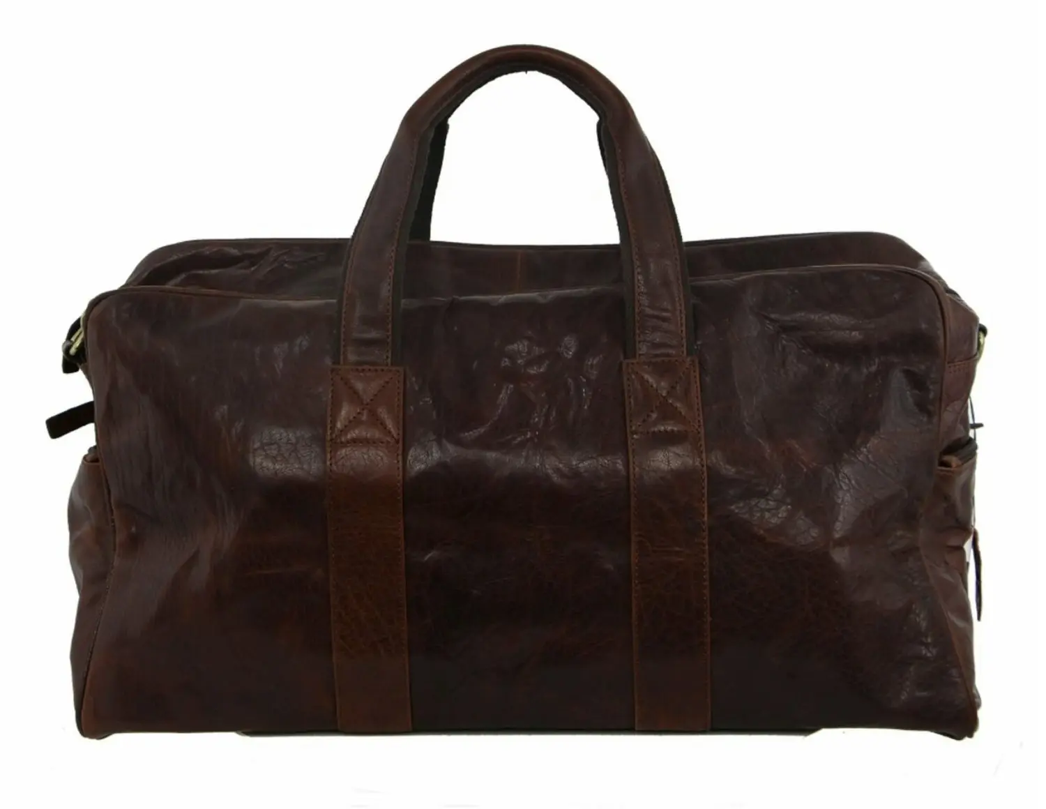 Pierre Cardin Rustic Leather Travel Bag Overnight Business - Chestnut