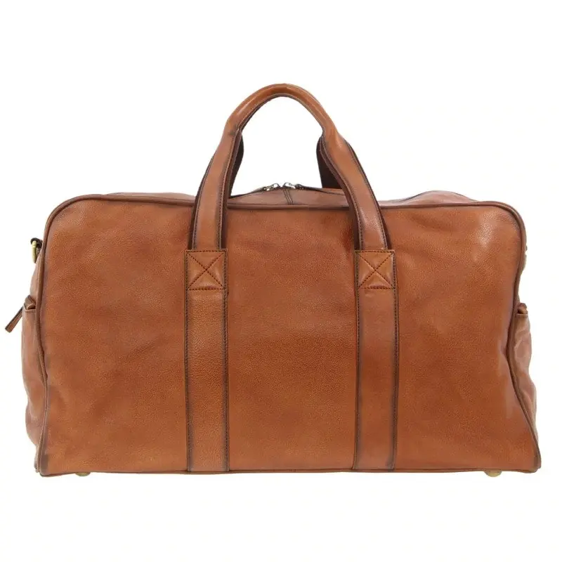 Pierre Cardin Rustic Leather Travel Bag Overnight Business - Cognac