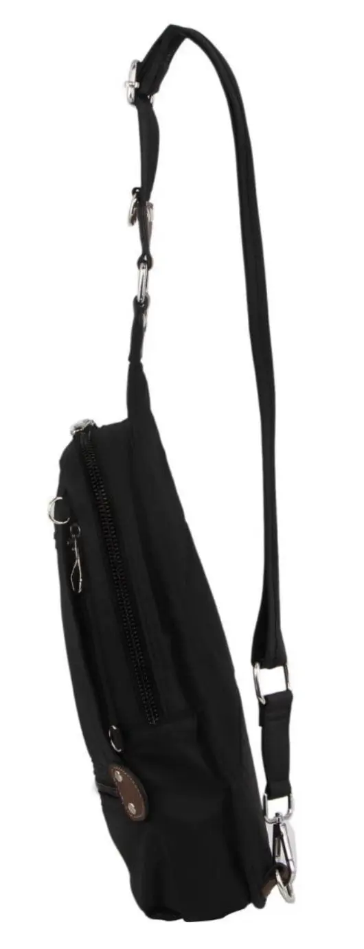 Pierre Cardin Anti-Theft 2-Tone Cross Body Nylon Sling Bag - Black