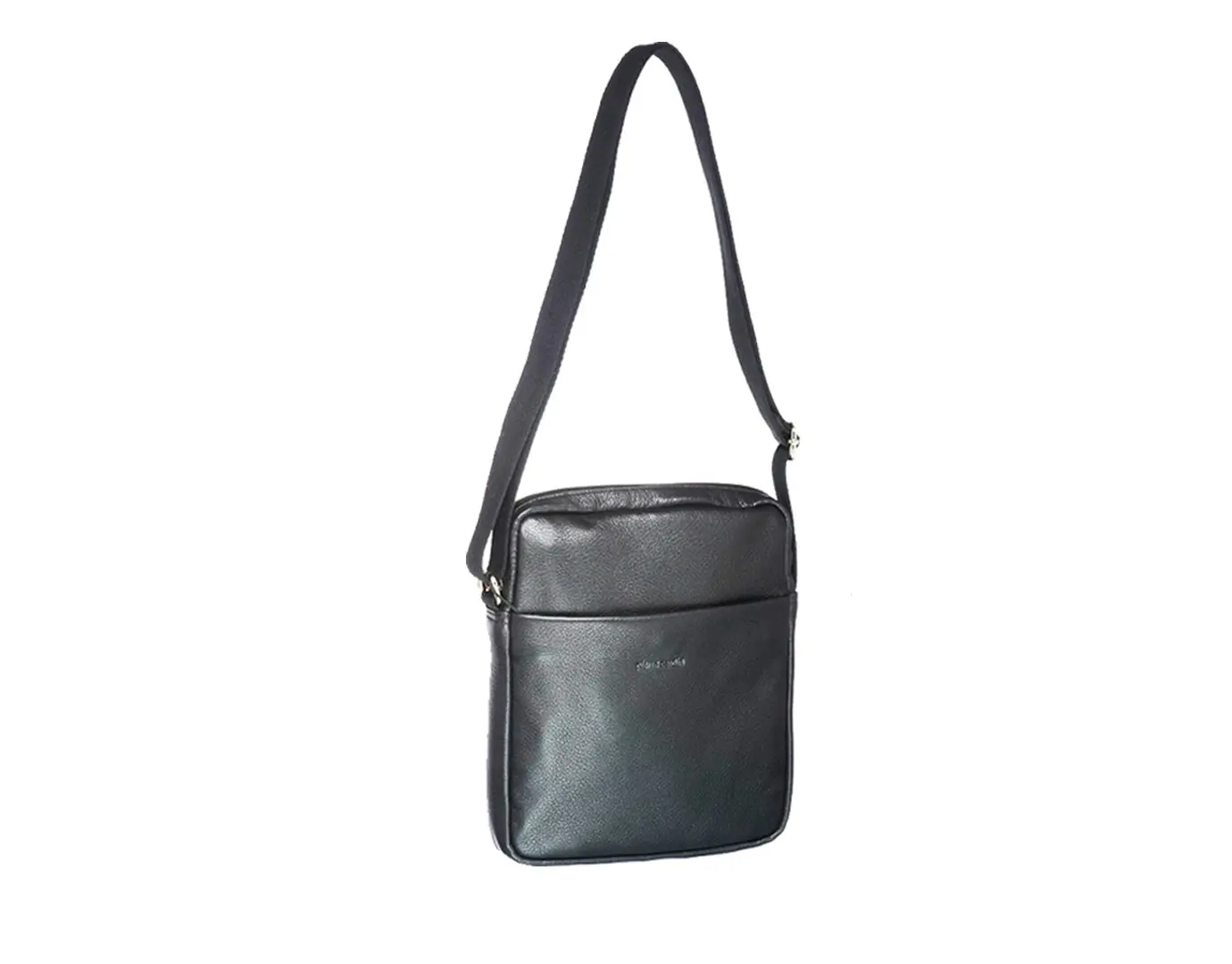 Pierre Cardin Unisex Genuine Italian Leather Shoulder Cross Body Bag - Black