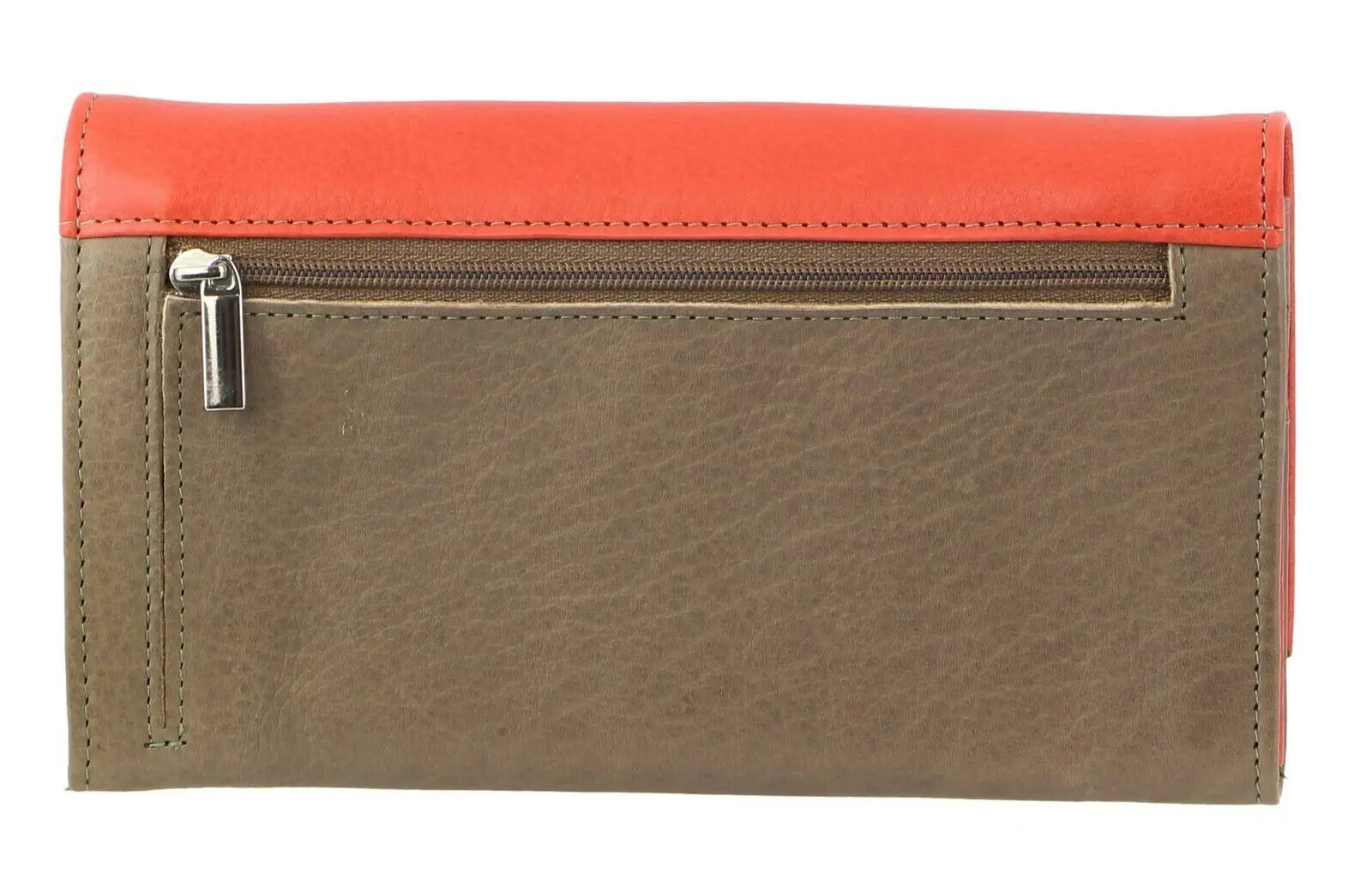 Pierre Cardin Italian Genuine Leather Ladies Wallet - Orange/Taupe