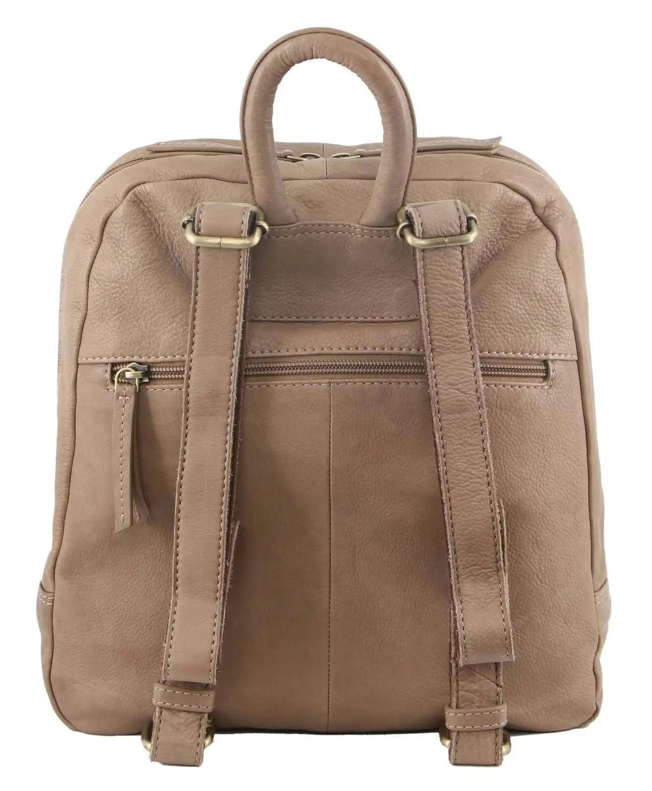 Pierre Cardin Womens Woven Leather Backpack Bag - Taupe