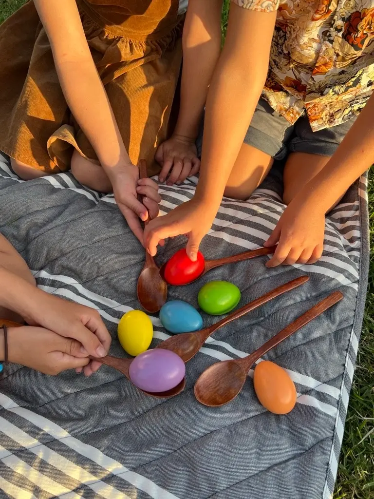 2 in 1 Egg Spoon Race & Hacky Sack Kids Game Set