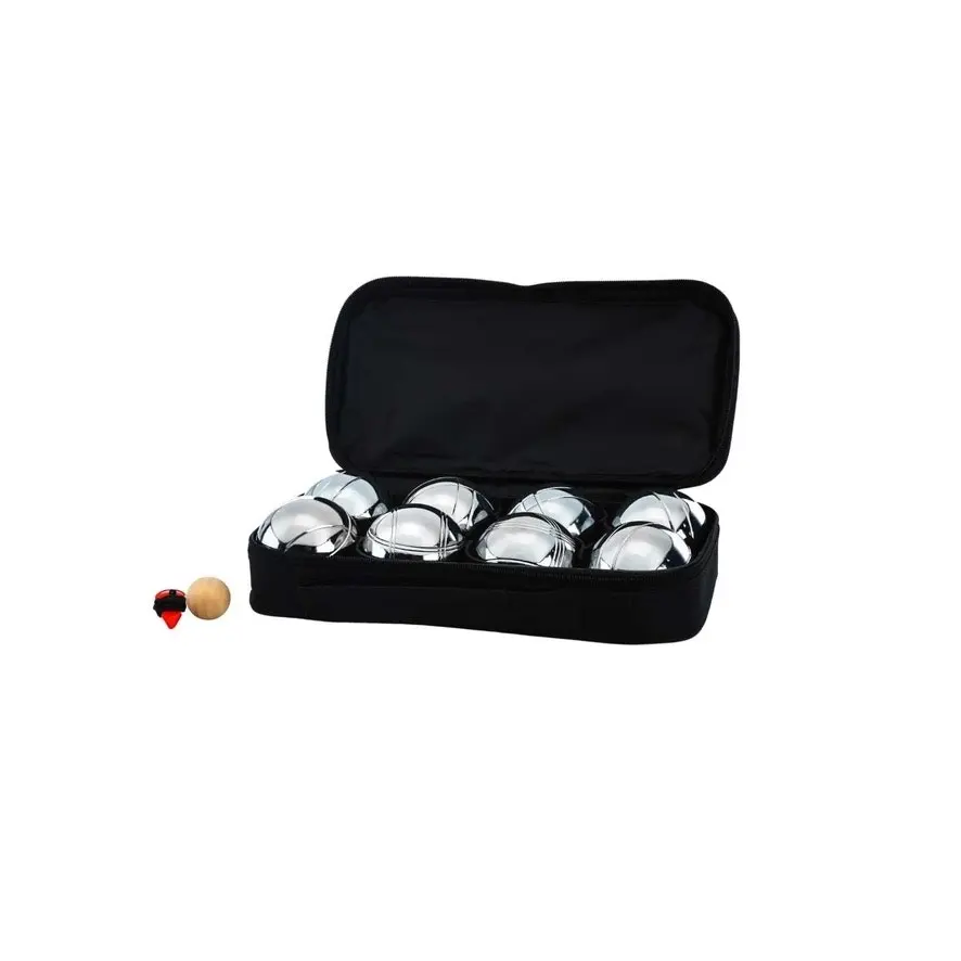 Deluxe 8 Metal Bowls Bocce/Petanque Game Set - Silver