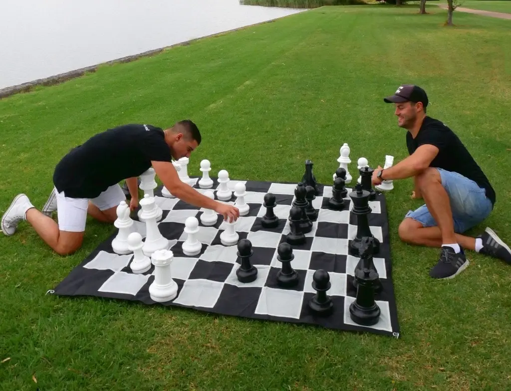 Giant Size Plastic Outdoor Chess Game Set w/Mat 1.5x1.5m