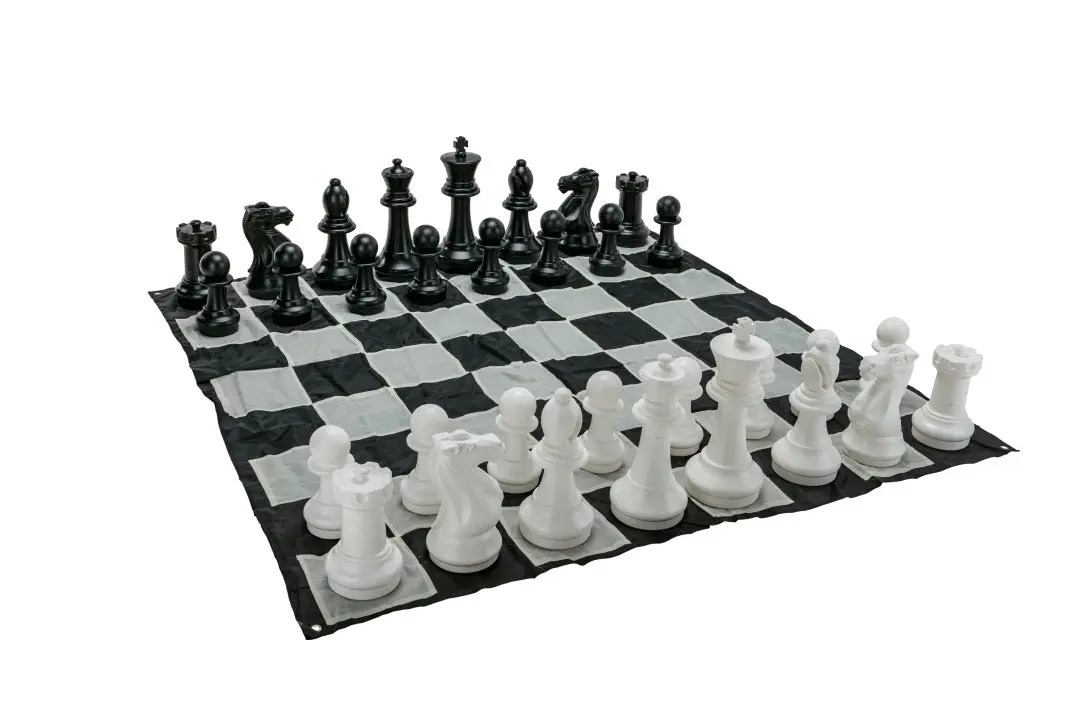 Giant Size Plastic Outdoor Chess Game Set w/Mat 1.5x1.5m