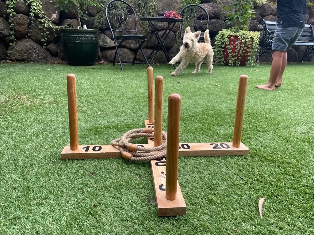 Giant Wooden Rope Ring Toss Quoits Outdoor Game Set