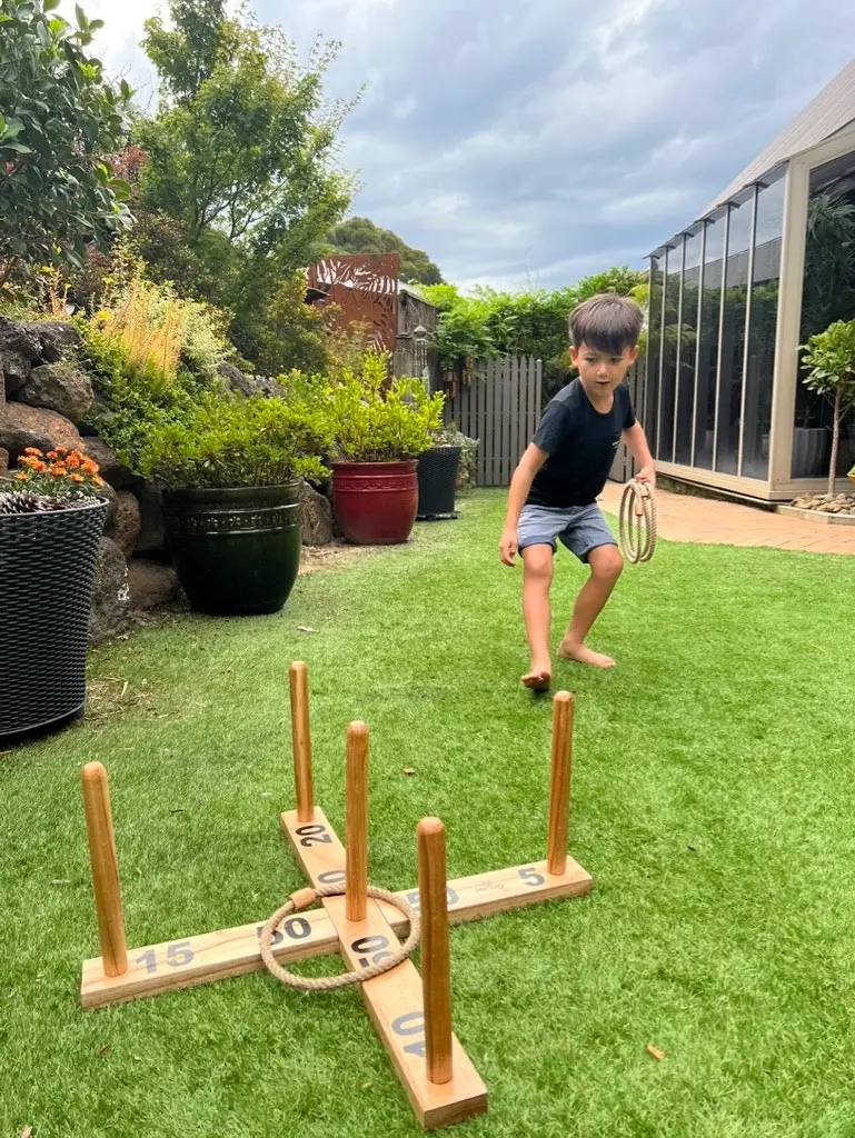 Giant Wooden Rope Ring Toss Quoits Outdoor Game Set