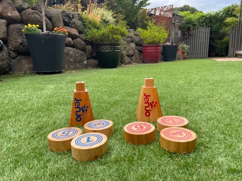 Wooden Rollers Bowling Outdoor Lawn Game Set