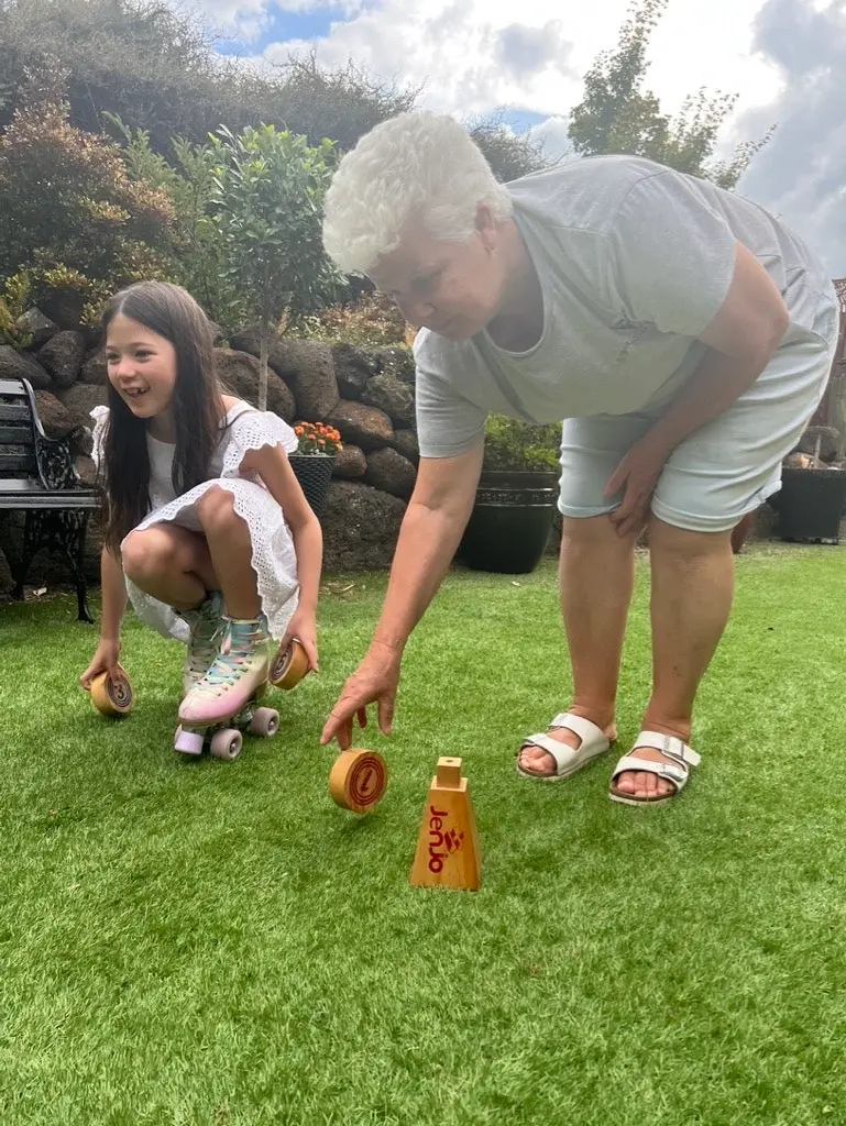 Wooden Rollers Bowling Outdoor Lawn Game Set