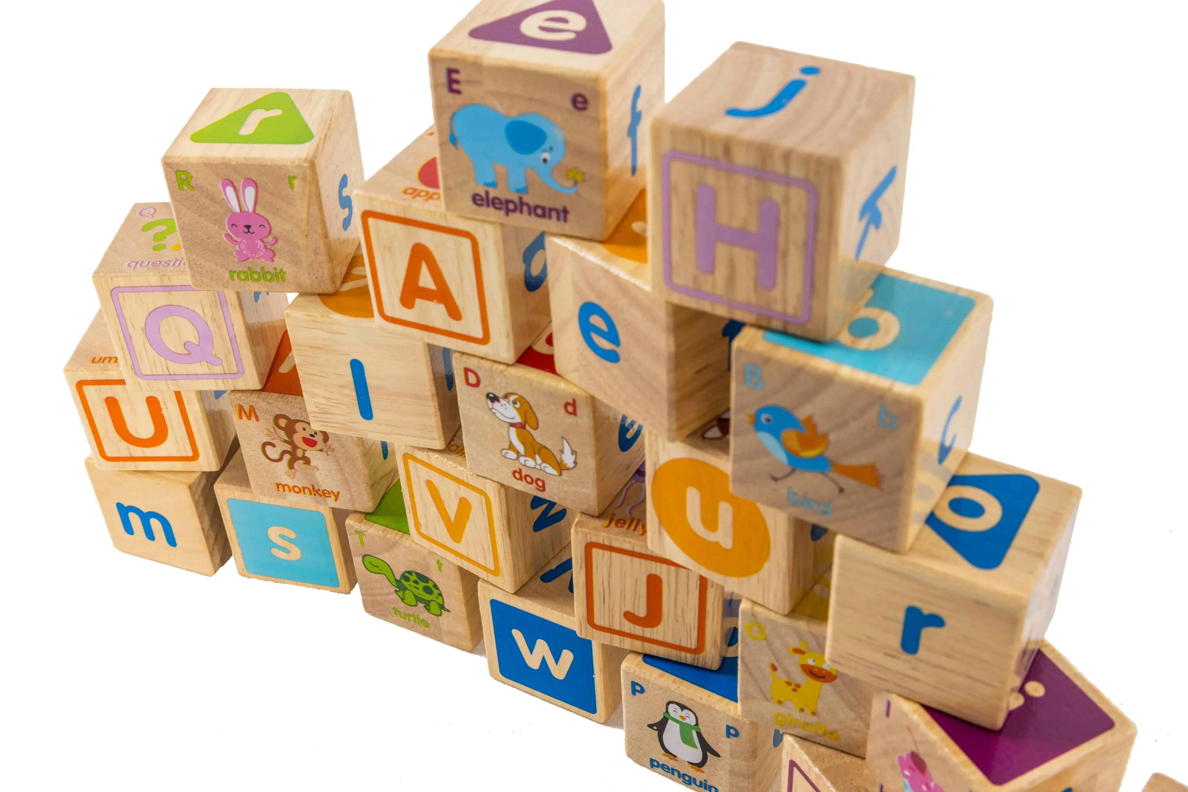 ABC Building Blocks With Animals & Symbols 4cm Diameter