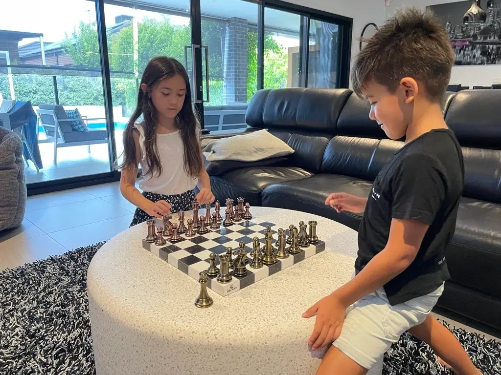 Chess Marble Board w/Resin Pieces