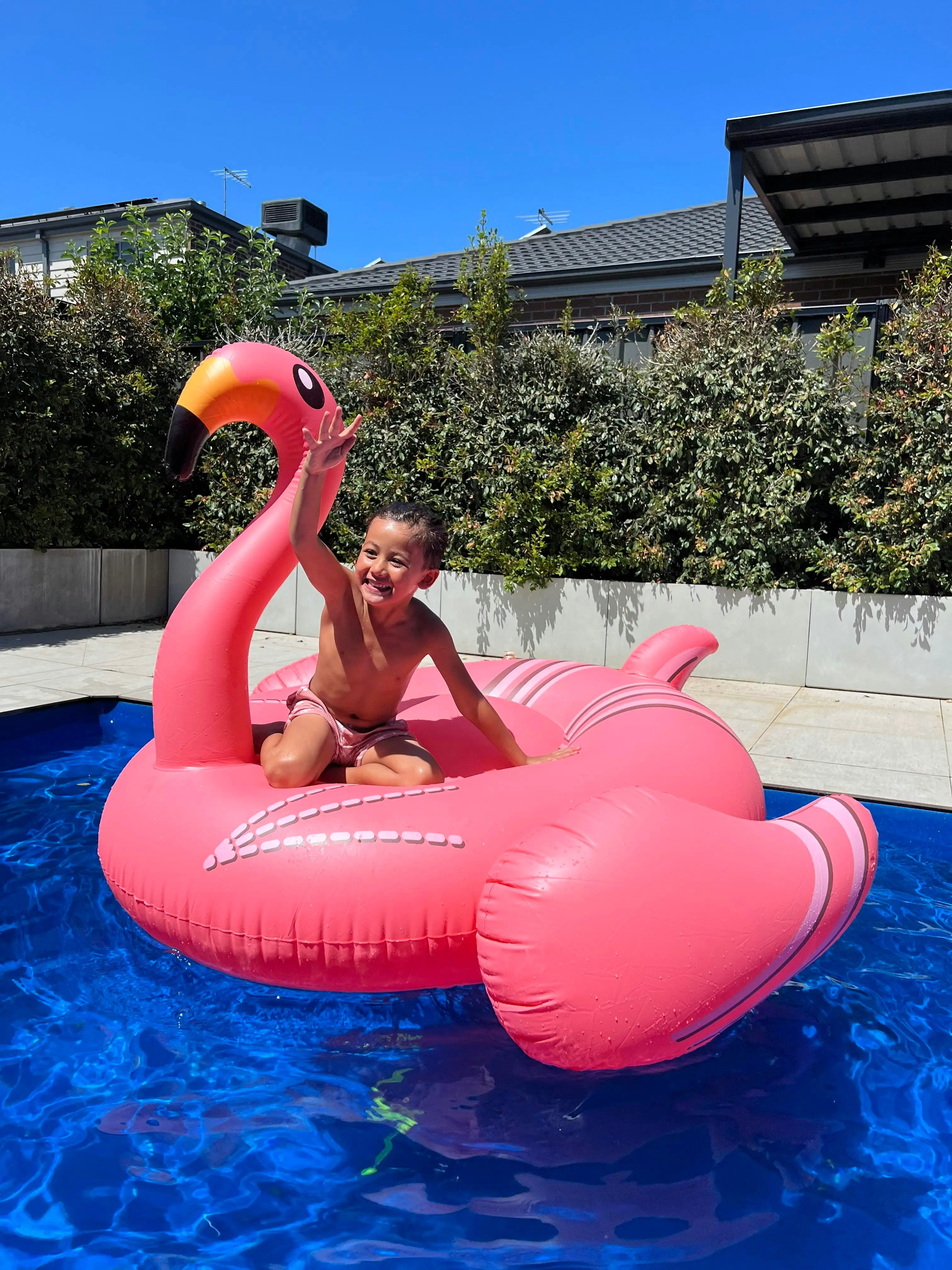 Giant PVC Inflatable Flamingo Pool Toy Float Pink